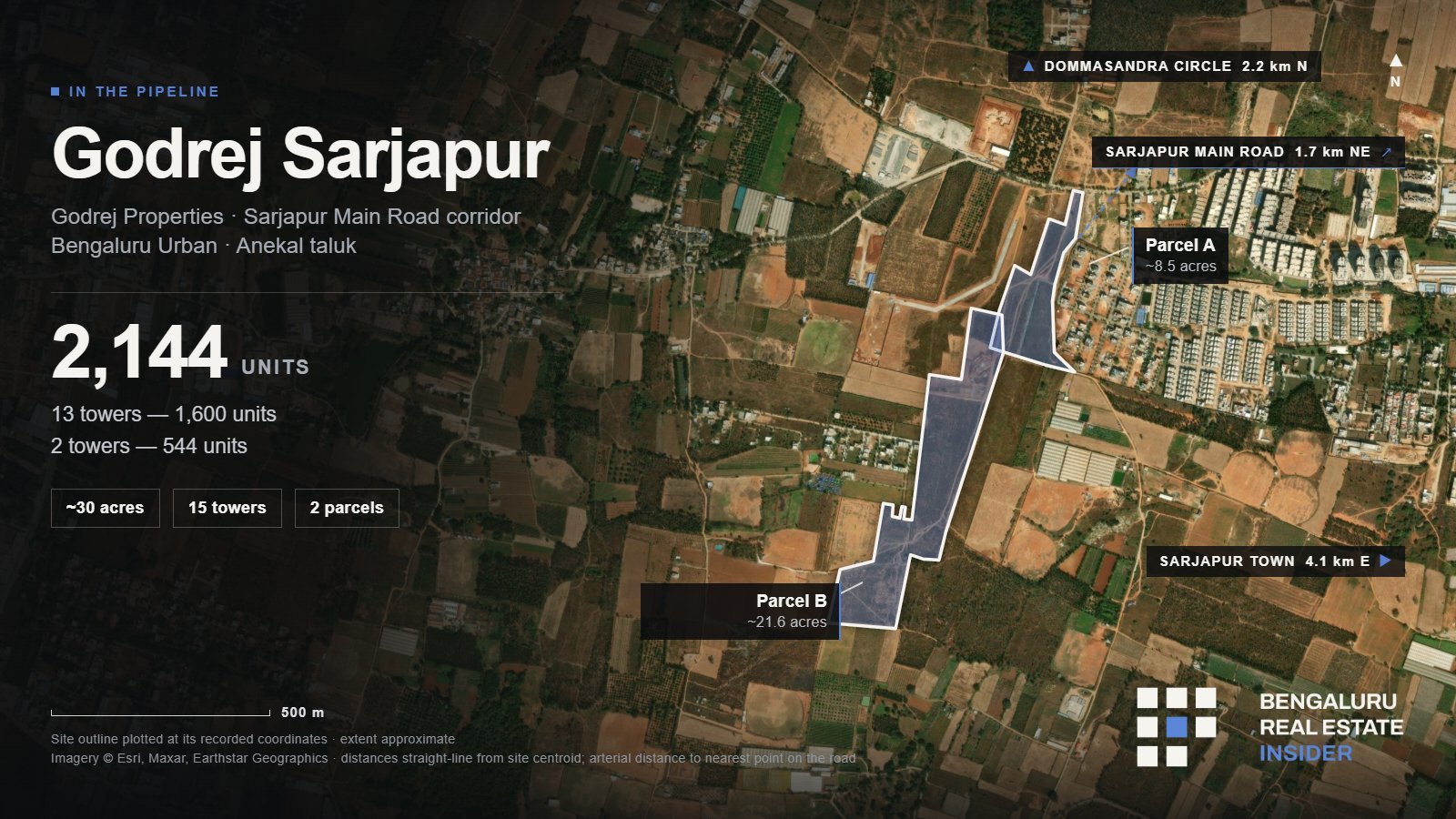 Mapped development parcels near Sarjapur